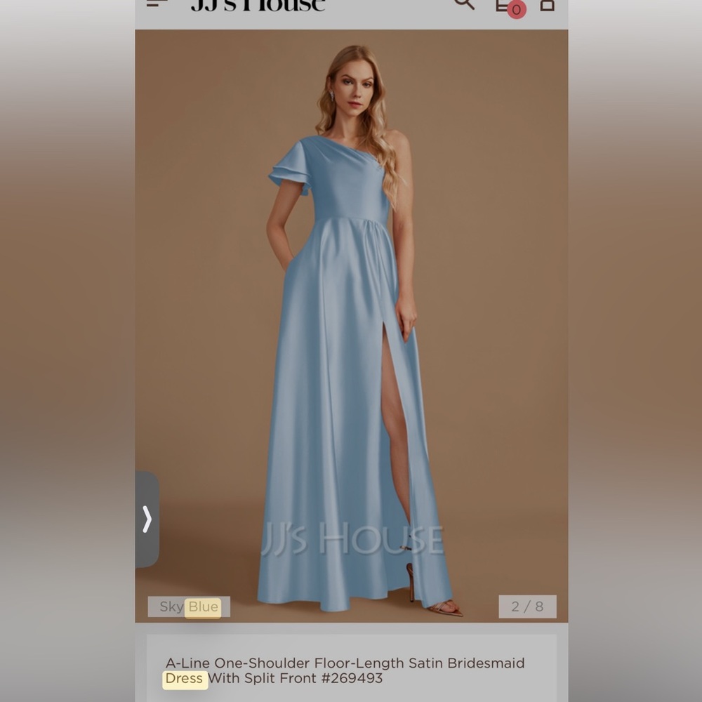 NWT JJs House baby blue one shoulder dress